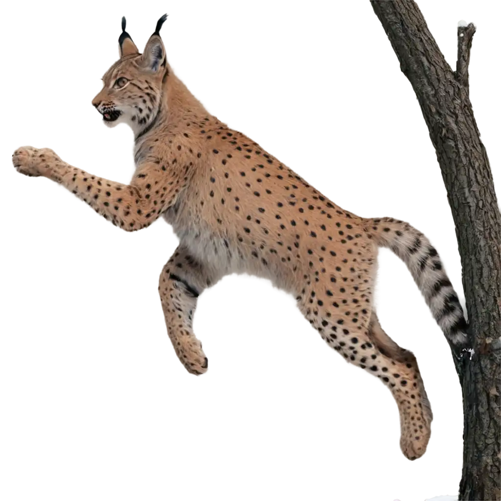 HighQuality-PNG-Image-of-a-Lynx-Jumping-from-a-Tree-Enhance-Your-Visual-Content