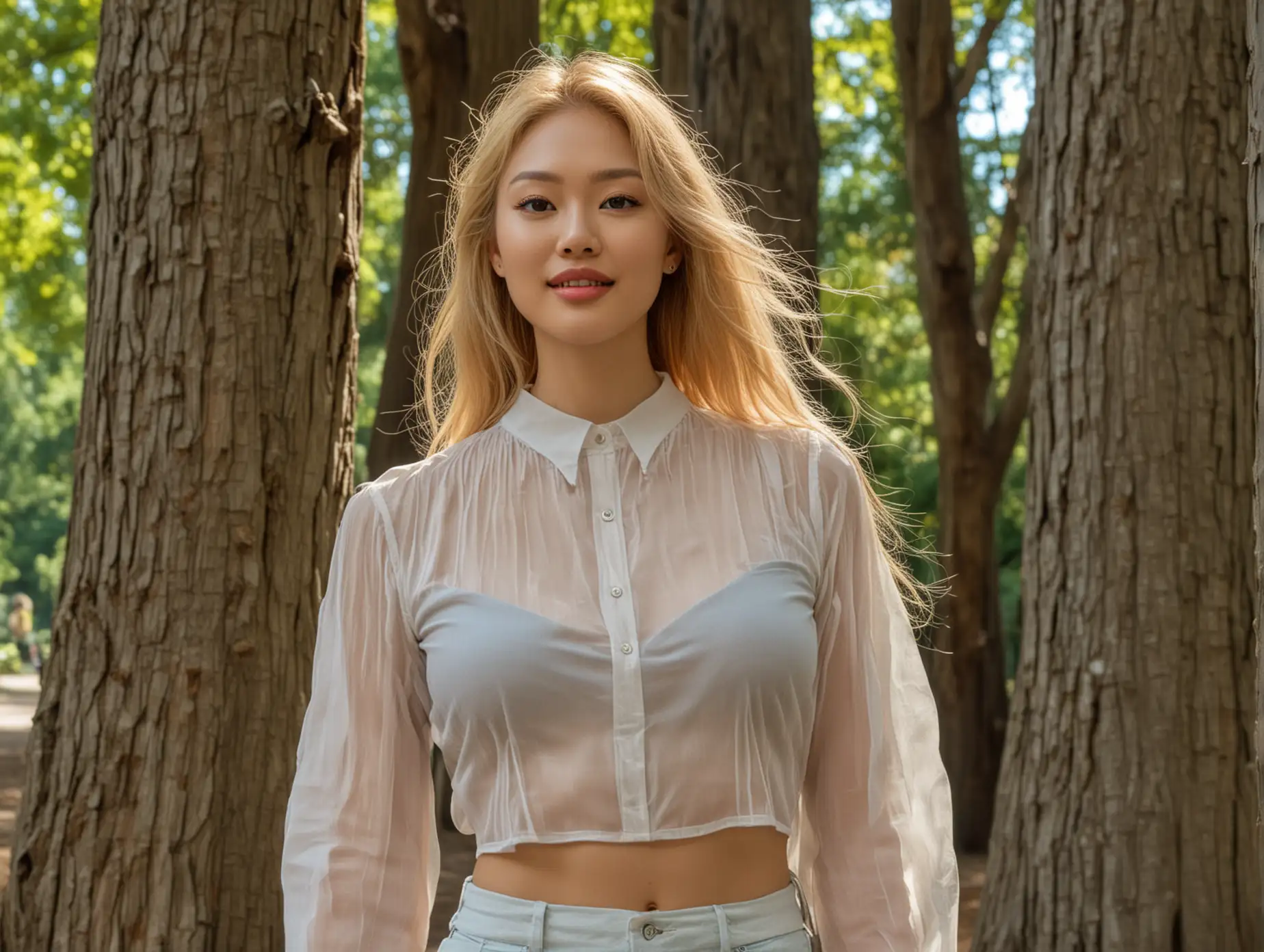 Asian-Model-in-Calvin-Klein-Streetwear-Posing-Among-Giant-Oak-Trees-in-Stanley-Park-Vancouver