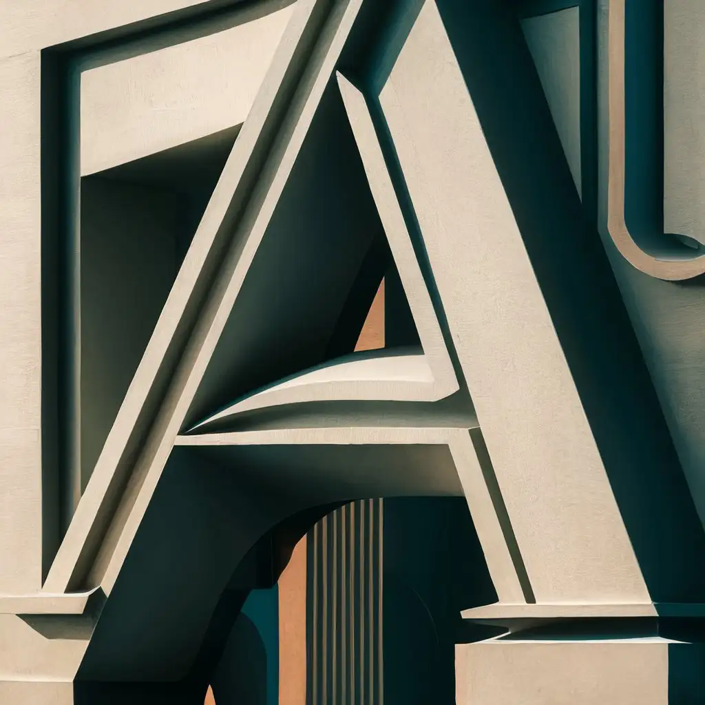Architectural style combined with abstraction, large letter A