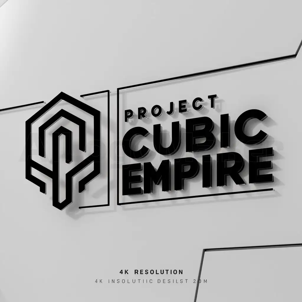 a logo design,with the text "name Project Cubic Empire, minecraft, minimalism, 4k", main symbol:Project Cubic Empire,complex,clear background