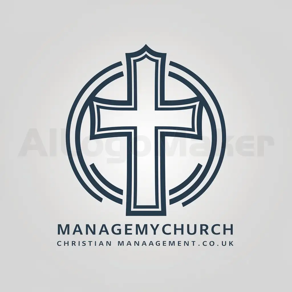 LOGO-Design-For-ManageMyChurch-Traditional-Style-with-Trustworthy-Blue-and-Cross-Emblem