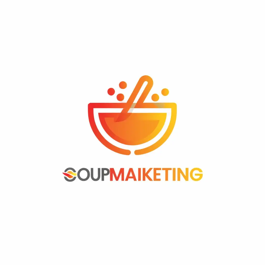 a logo design,with the text "SOUP MARKETING", main symbol:Tom Yum Soup,Minimalistic,be used in Technology industry,clear background