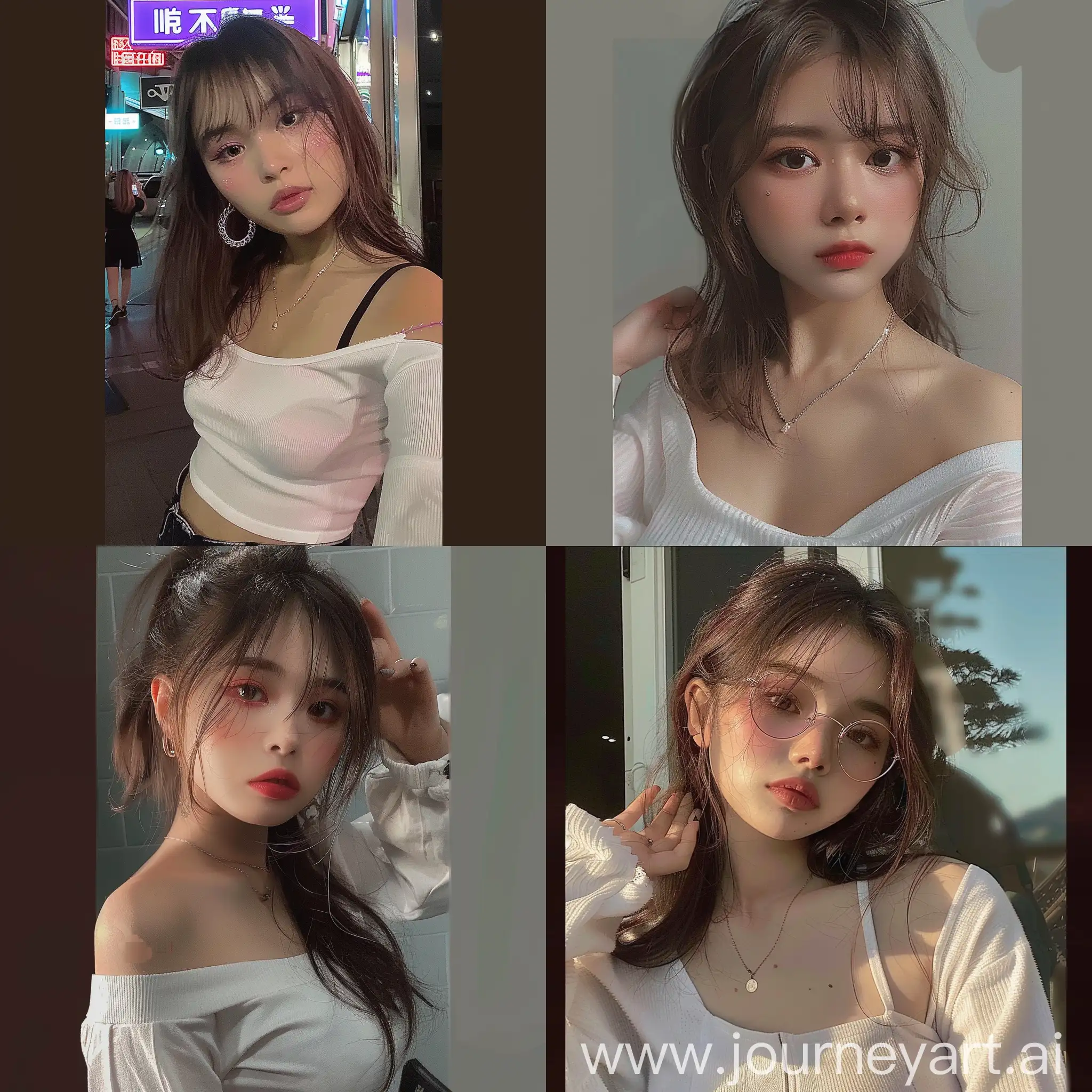 Realistic photo of 18 years old asian cute girl  Tik Tok style