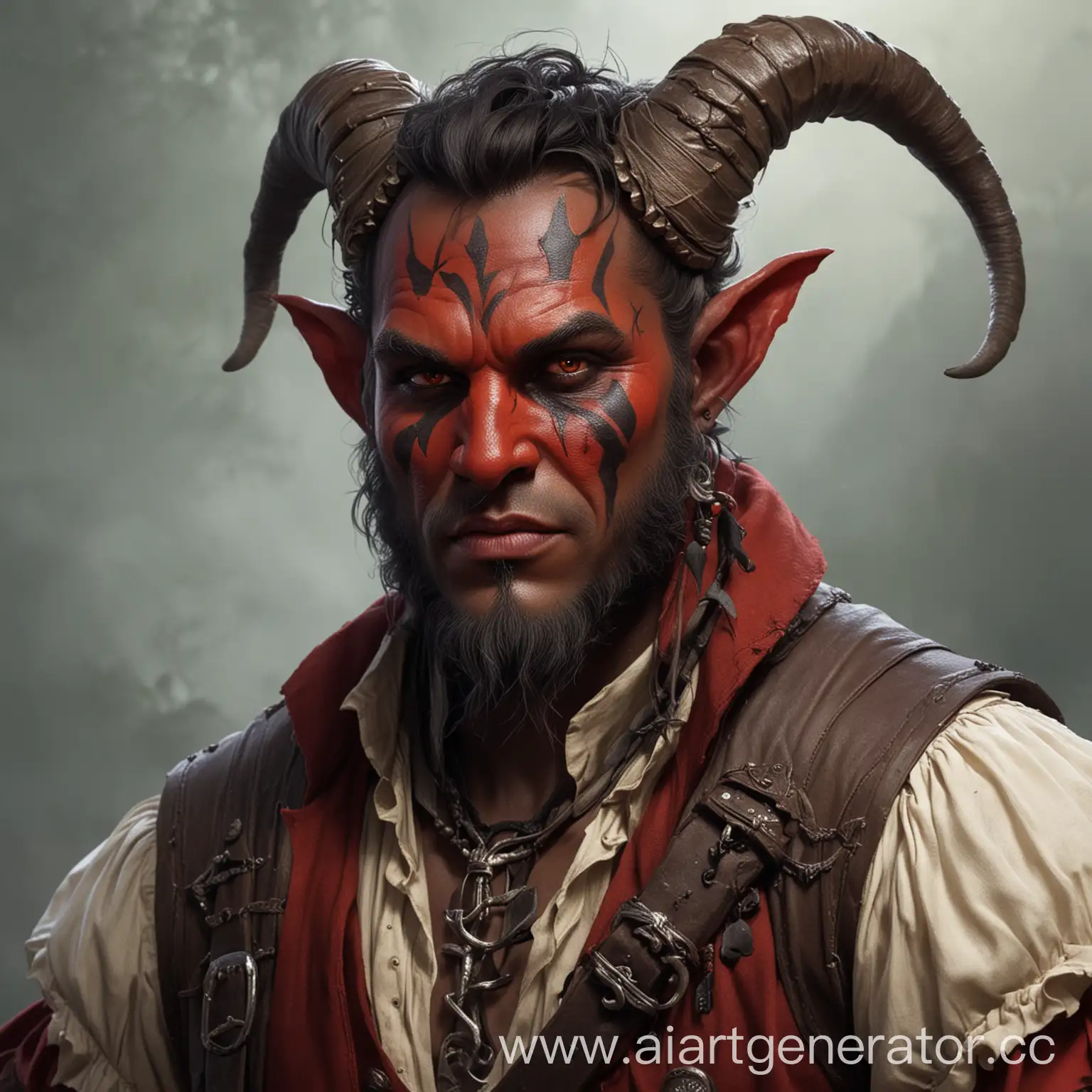 Tiefling-Bard-with-Black-Horns-and-Red-Skin
