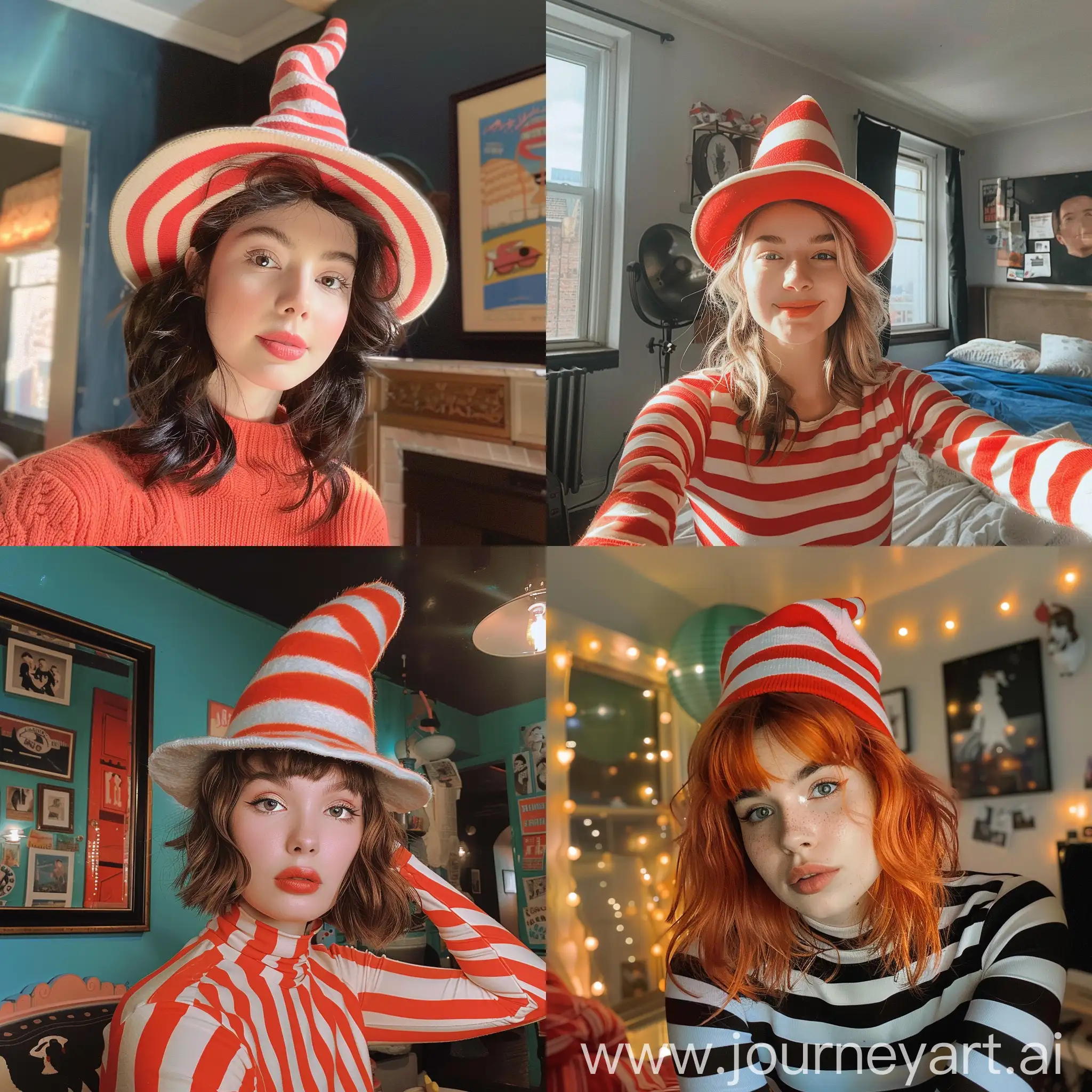 Aesthetic Instagram selfie of Sally from the Cat in the Hat movie, adorable, girl, cute, NYC apartment 