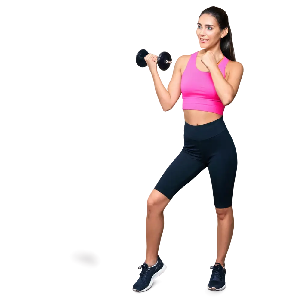 Young pretty woman fitness concept and lifting a dumbbell