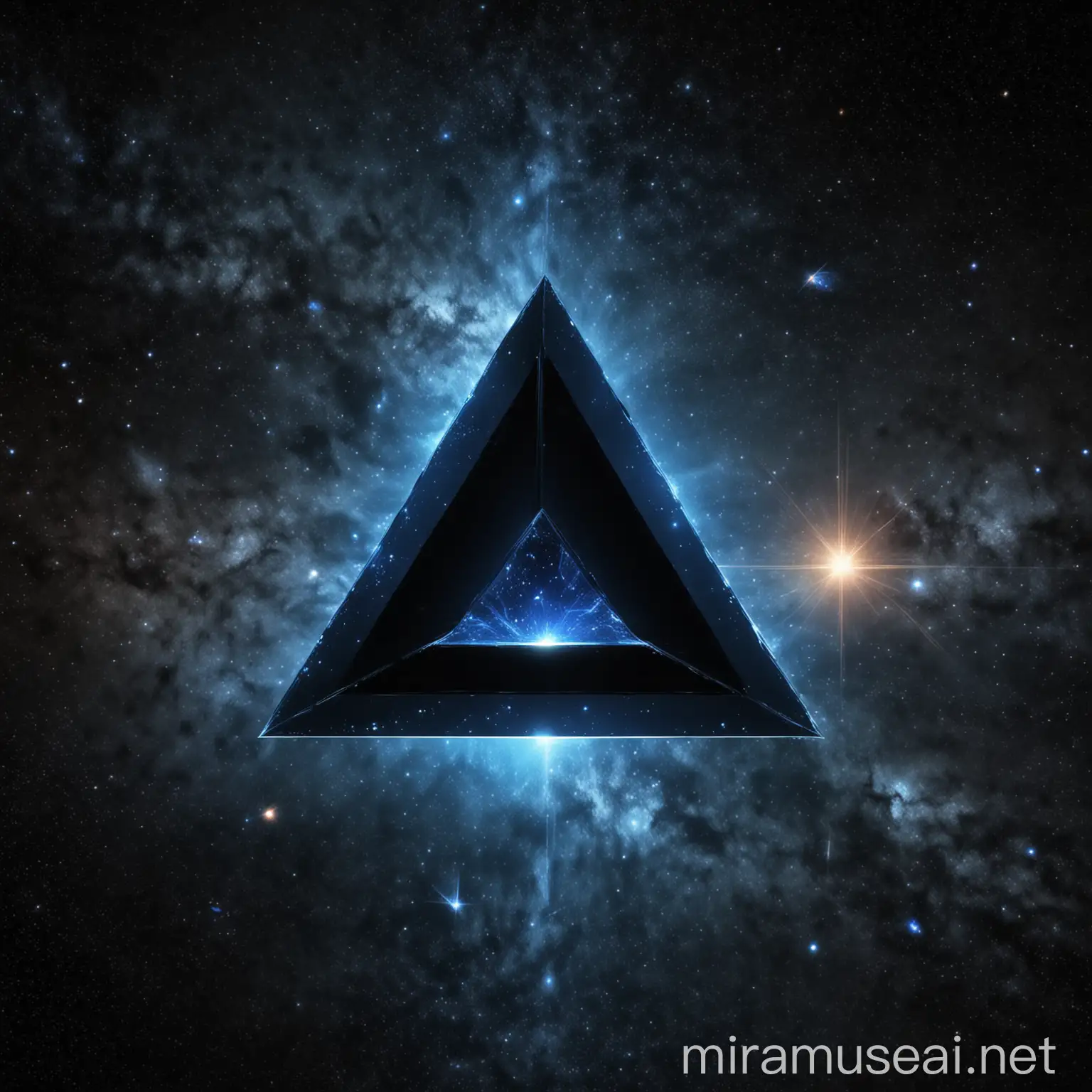Abstract Black and Blue Triangle in Cosmic Universe Crypto Art