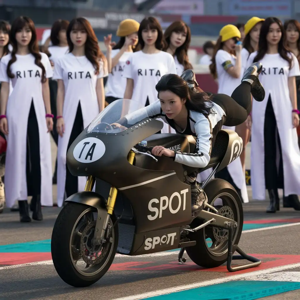 Korean Female Stunt Rider Performing at Rita House Racing Event