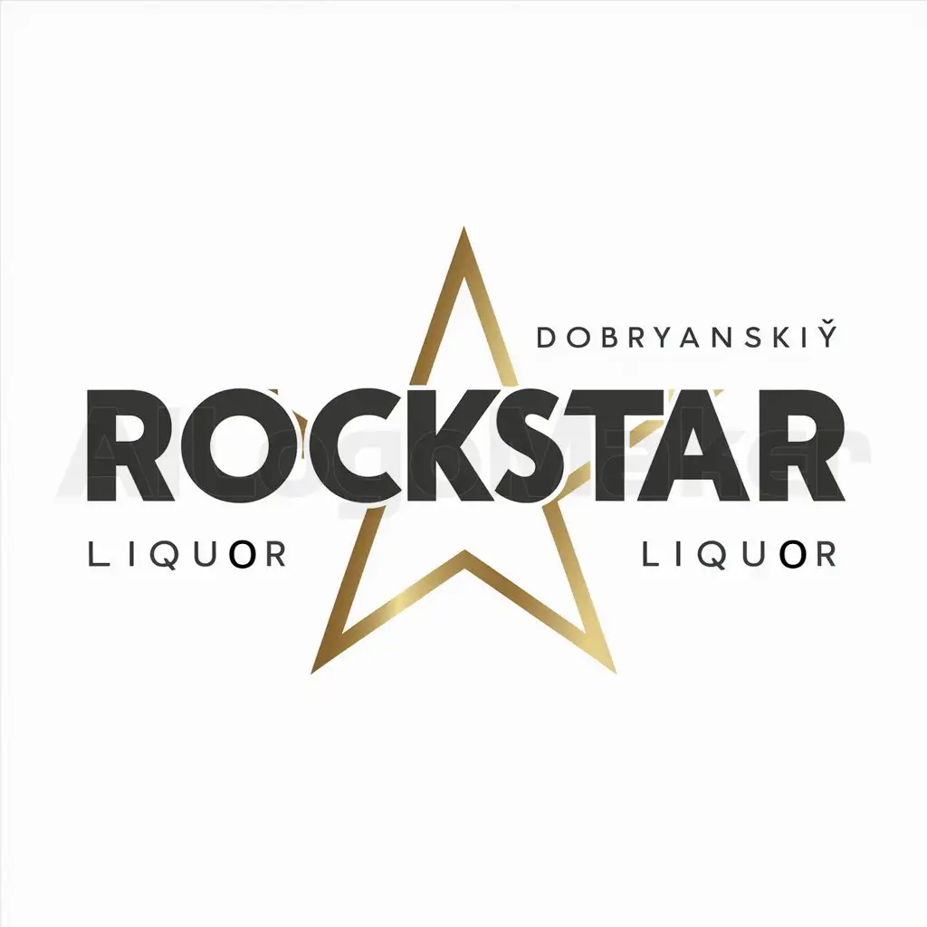 LOGO-Design-For-Rockstar-Liqueur-Dobryanskiy-Black-and-White-Star-Emblem-for-Retail-Branding