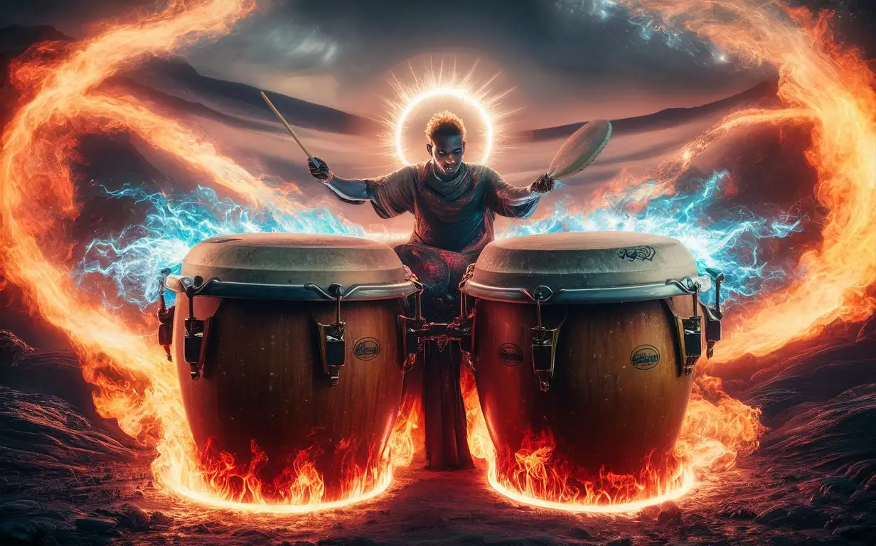 Vibrant-Bongo-Drums-Igniting-Cosmic-Flames