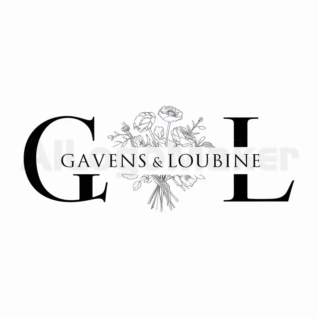 a logo design,with the text "GL like Luis Vuitton in the middle of this logo brand Gavens& Loubine", main symbol:Bouquet de fleurs,Moderate,be used in Amour industry,clear background