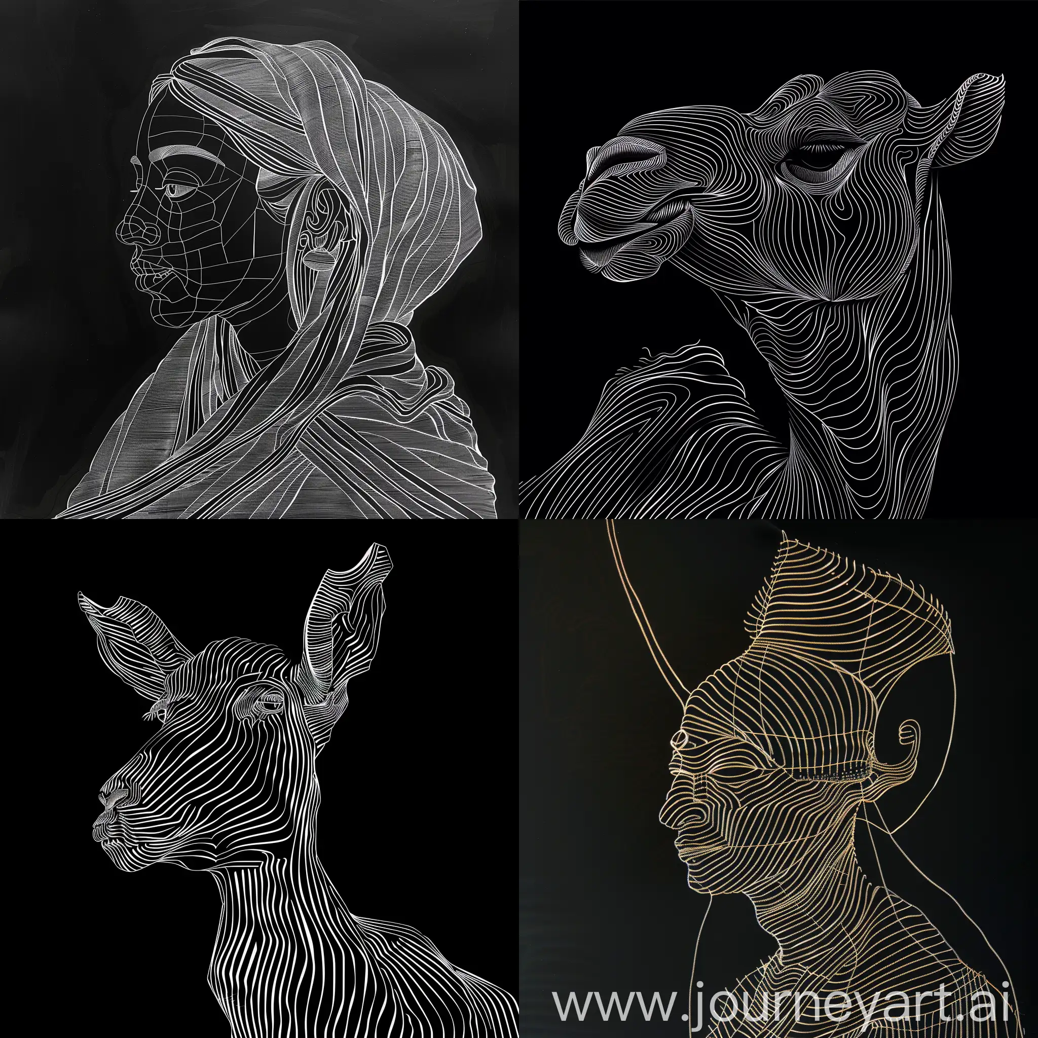 Alabai-Dog-Sketch-on-Black-Background