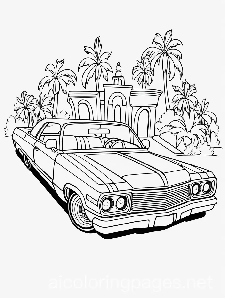 Lowrider-Fantasy-Coloring-Page-Black-and-White-Line-Art-with-Ample-White-Space