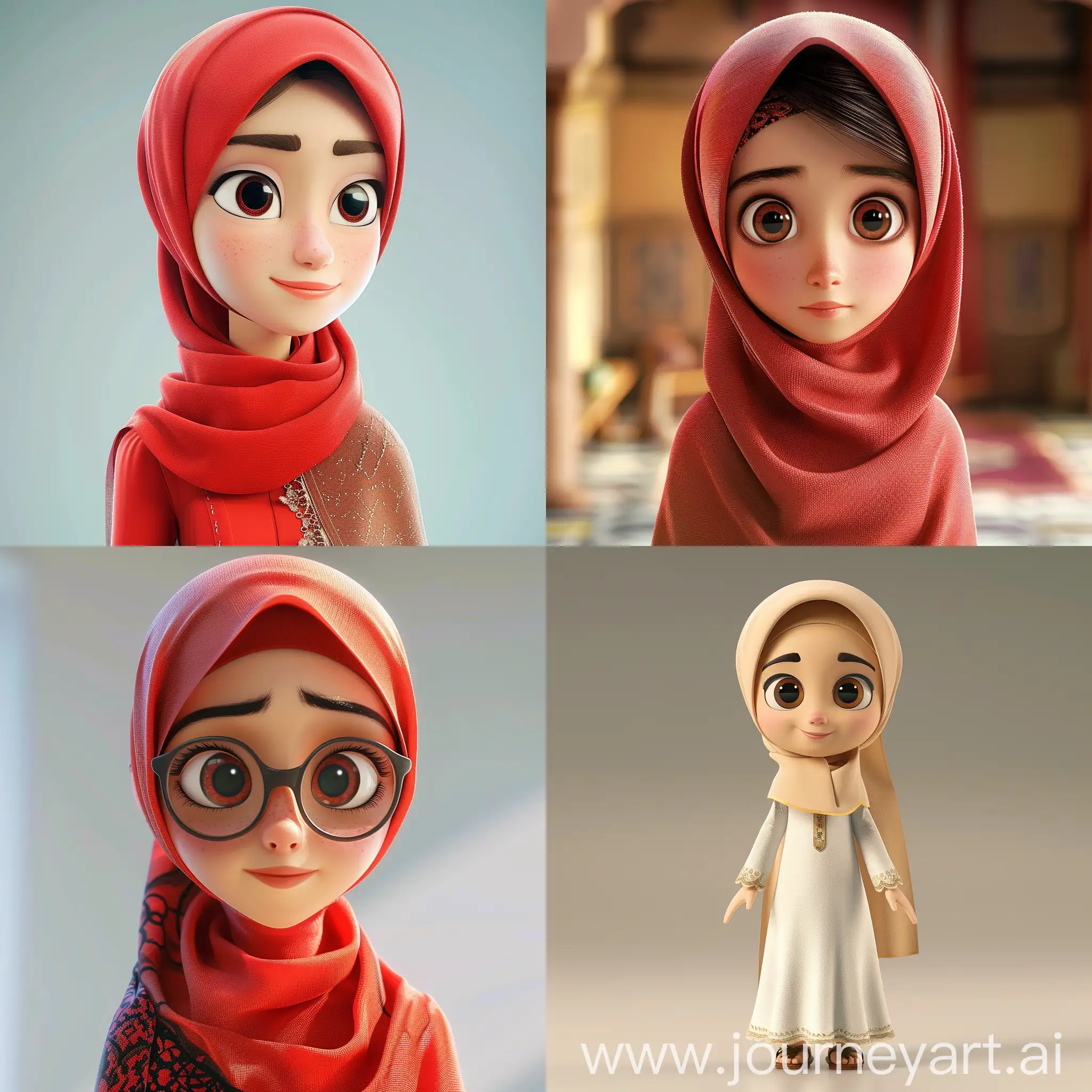 perempuan muslim 3d pixar