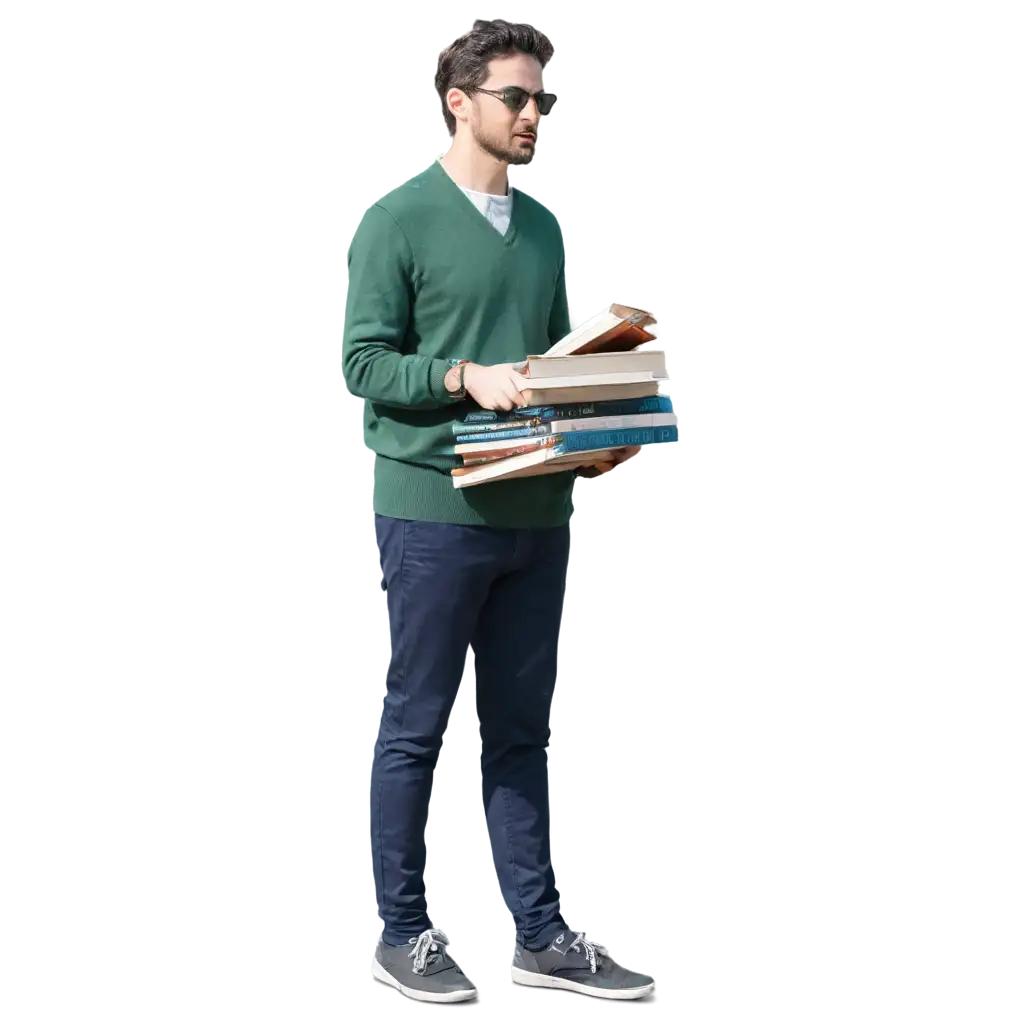 A man with books