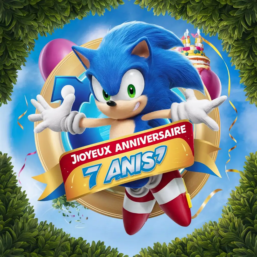 Celebrating Yaniss 7th Birthday with Super Sonic in a Joyful Sky Setting