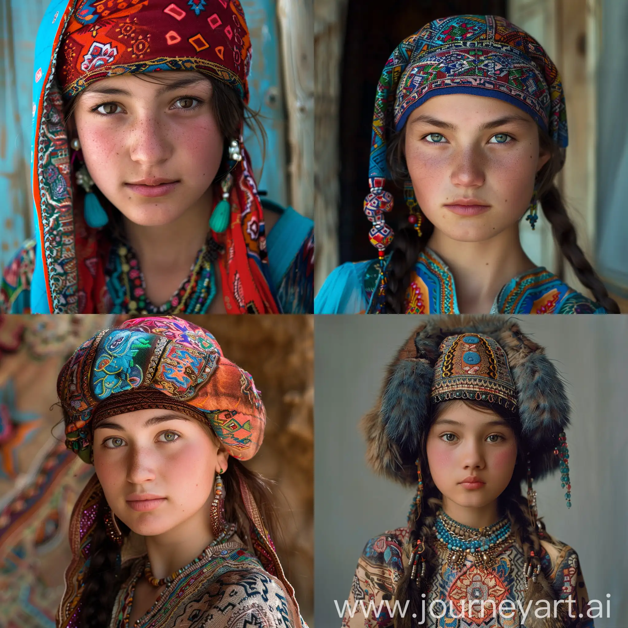 Kazakh-Girl-in-Traditional-Costume-Version-6-Artistic-Representation