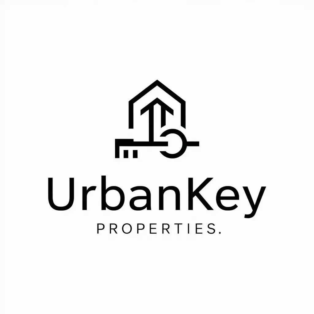 a logo design,with the text "UrbanKey Properties", main symbol:estate,Moderate,be used in Real Estate industry,clear background