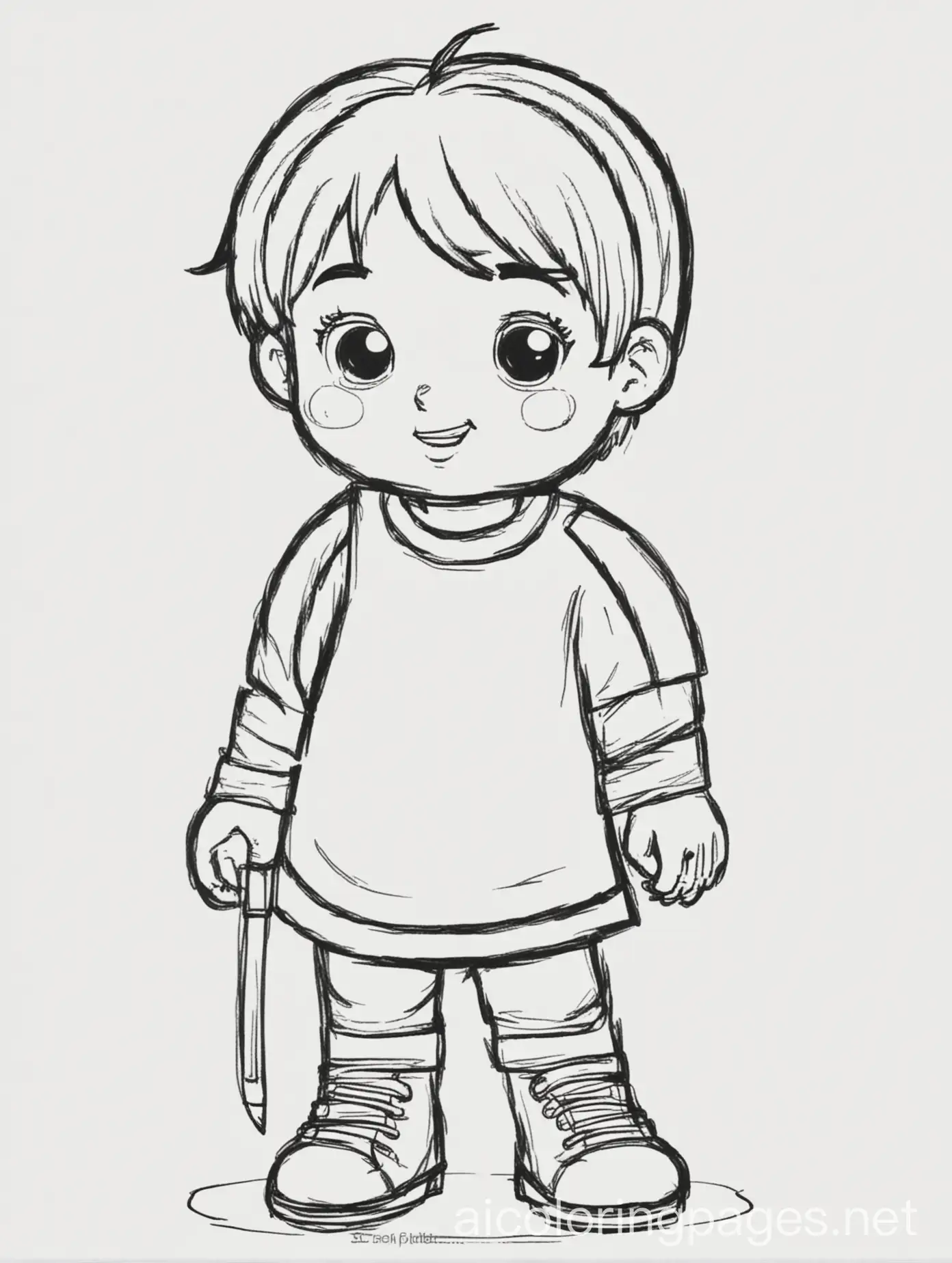 player, Coloring Page, black and white, line art, white background, Simplicity, Ample White Space. The background of the coloring page is plain white to make it easy for young children to color within the lines. The outlines of all the subjects are easy to distinguish, making it simple for kids to color without too much difficulty
