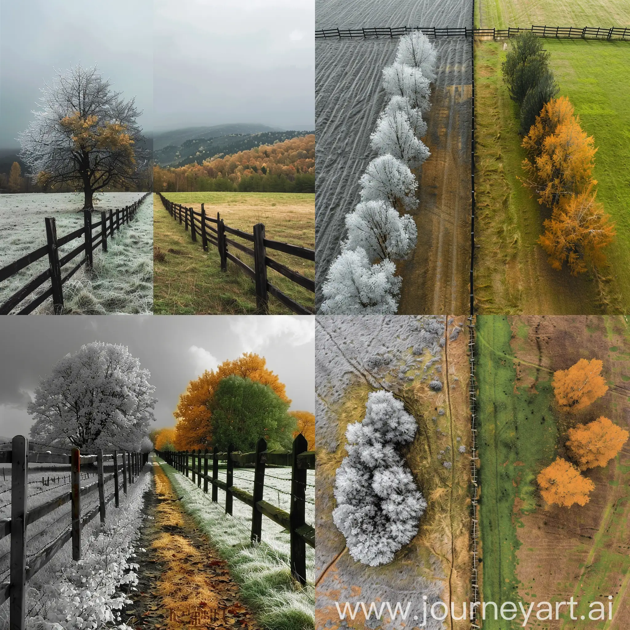 Seasonal-Divide-Autumn-and-Summer-Split-by-a-Fence