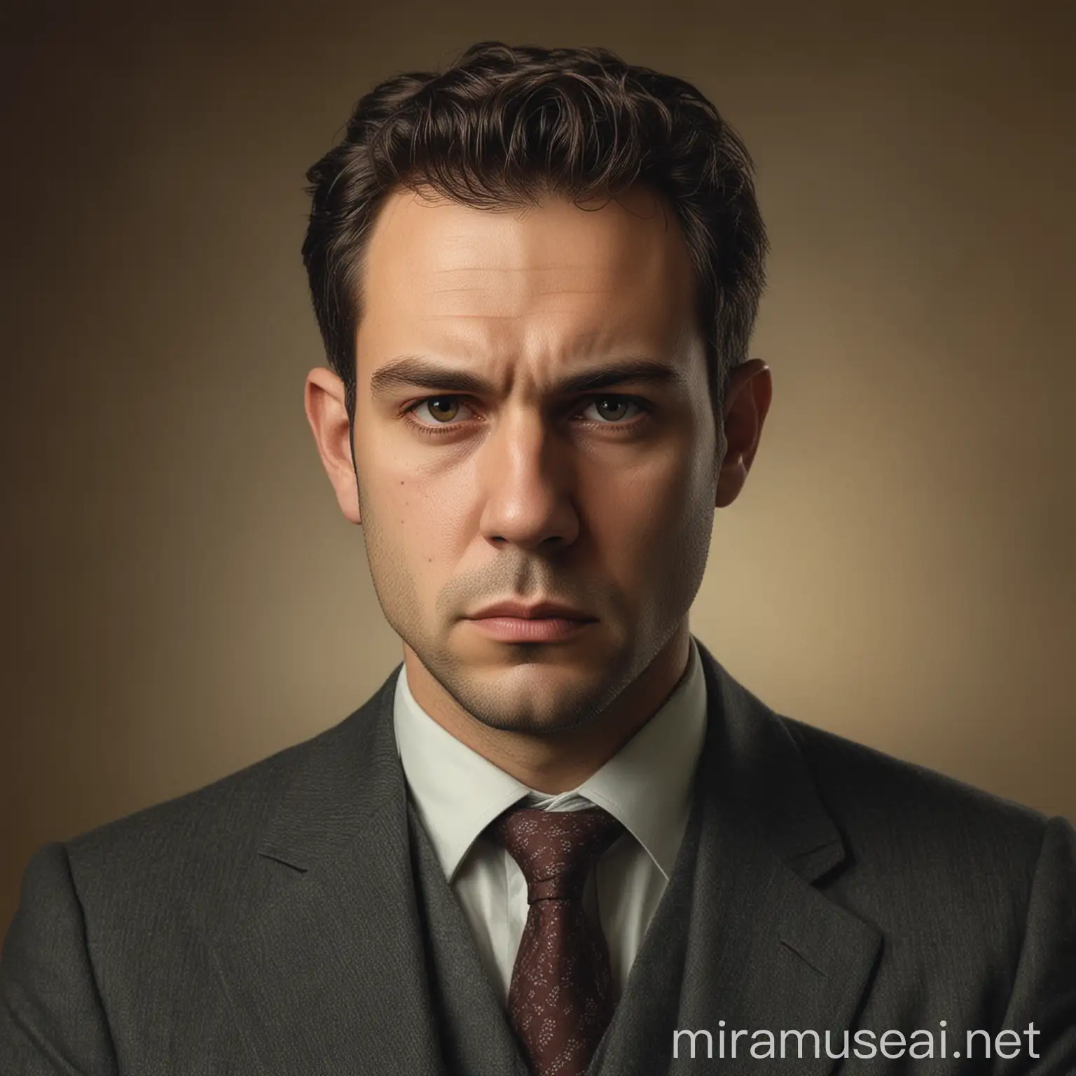 Serious Man Portrait with Intense Expression
