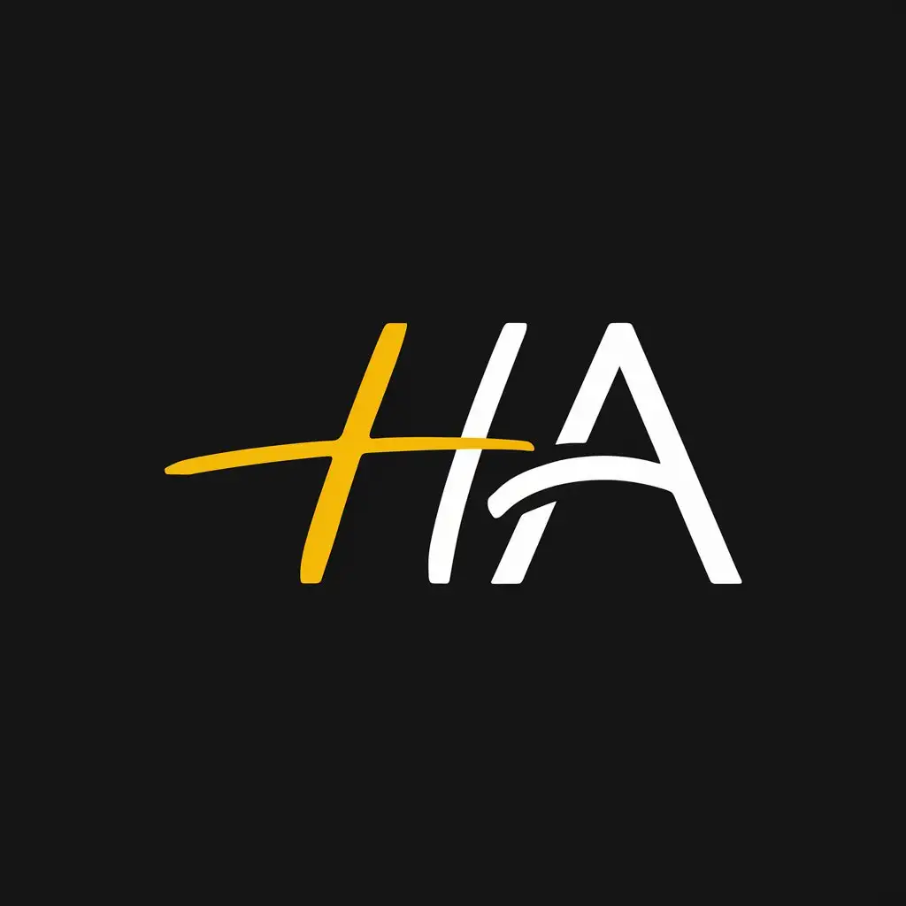 a logo design,with the text "ha", main symbol:Signature with yellow text and black background,Minimalistic,clear background