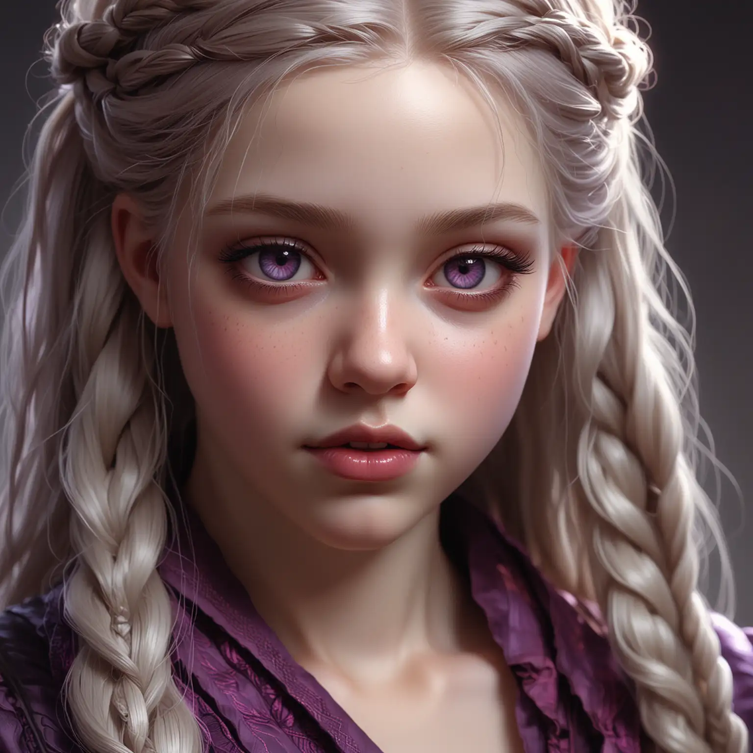 Paleskinned Vampire Girl with Braided Ashen Hair Fantasy Art Character Illustration