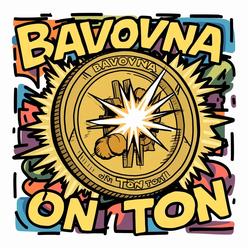 мем на золотой монете со взрывом по центру и надписью "BAVOVNA on TON" в криптовалютном стиле