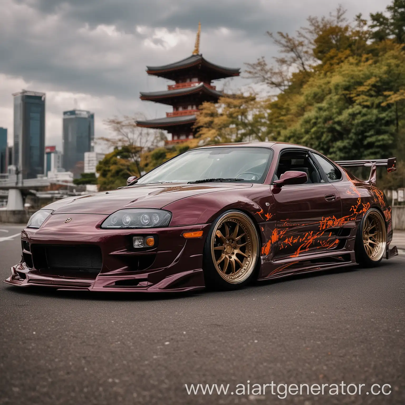 Tokyo-Style-Supra-MK4-with-Vinyl-and-Body-Kit-in-Vibrant-Japanese-Setting