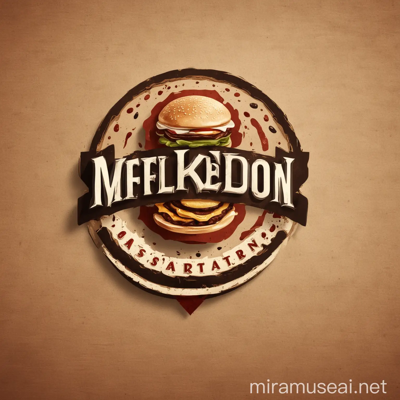 Create a unique logo for Mal-keldon fast food restaurant that attracts and seems luxurious
