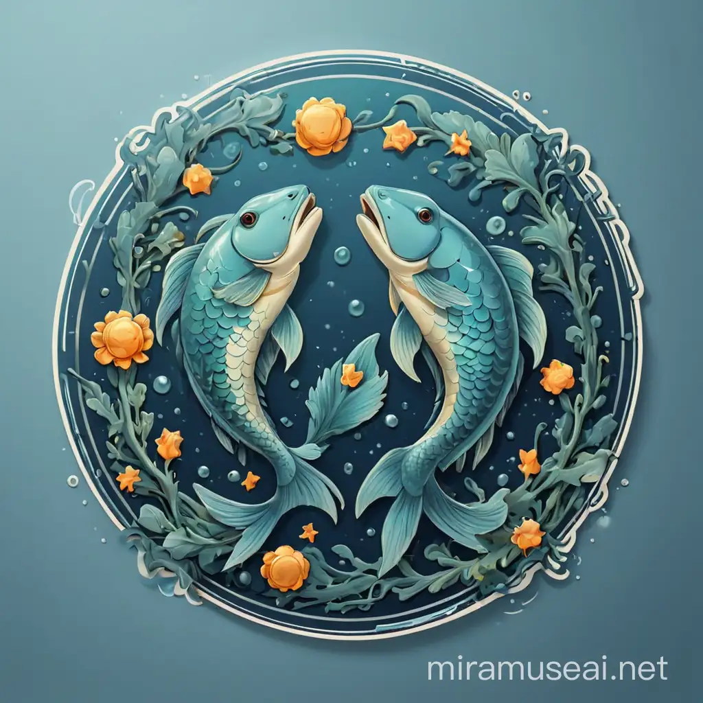 Sticker Vector Illustration of Pisces Zodiac Symbol