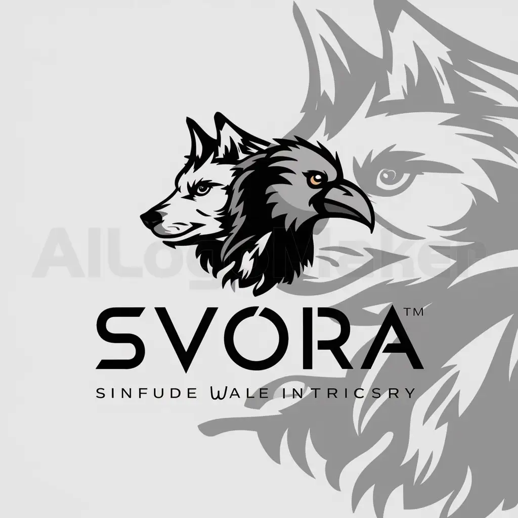 LOGO-Design-for-Svora-Majestic-Wolf-and-Crow-Emblem-for-Kynology-Enthusiasts