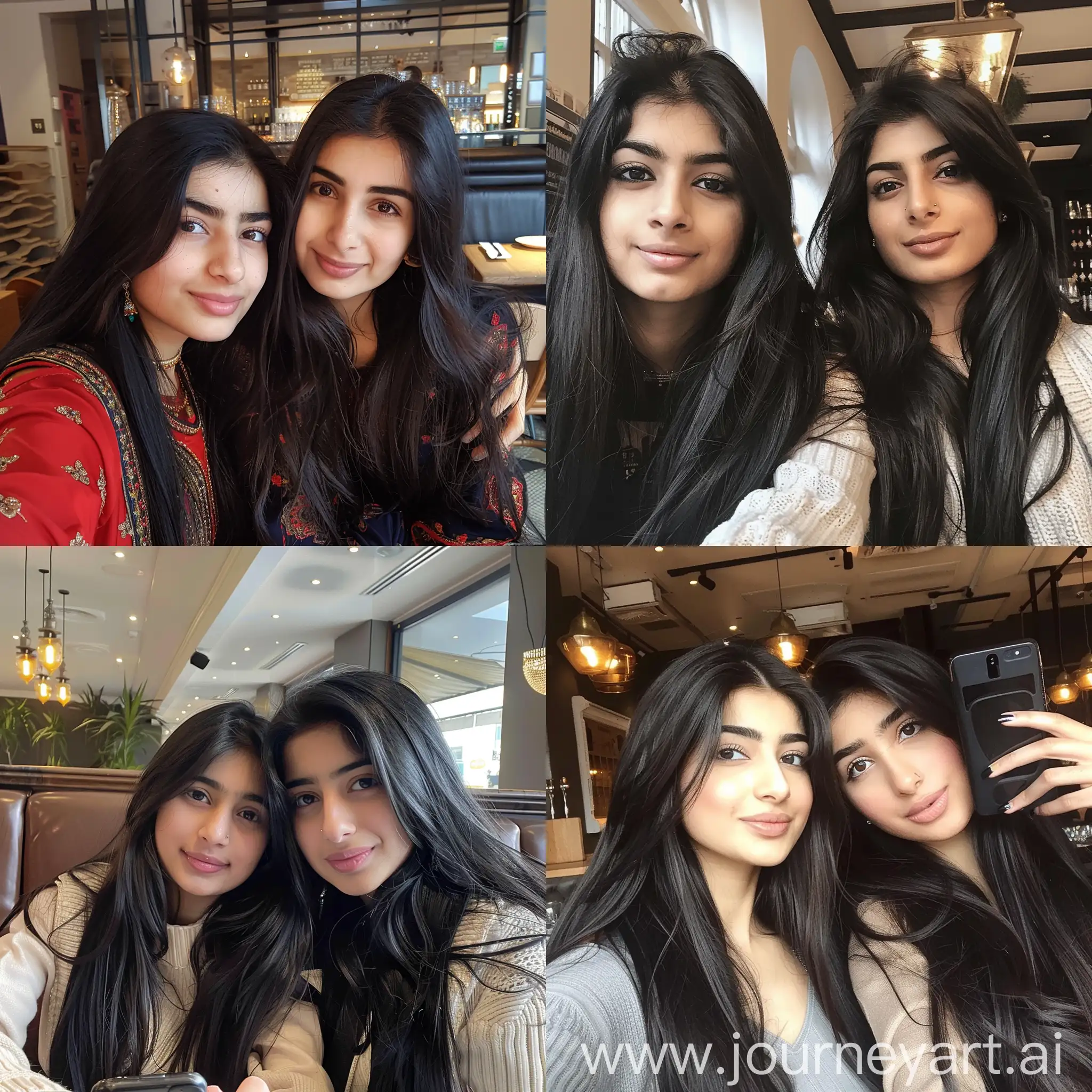 Stylish-British-Pakistani-Women-Capturing-Memories-with-a-Selfie-in-Chic-Restaurant