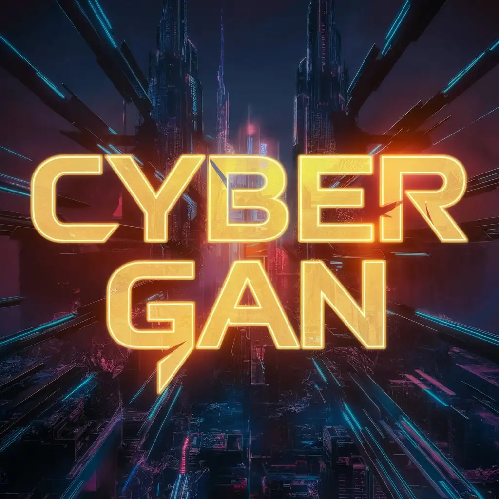 A picture of English vocabulary only contains "Cyber ​​Gan". 4K, color, Cyberpunk style,  consolas font, the word is obviously highlighting the big picture