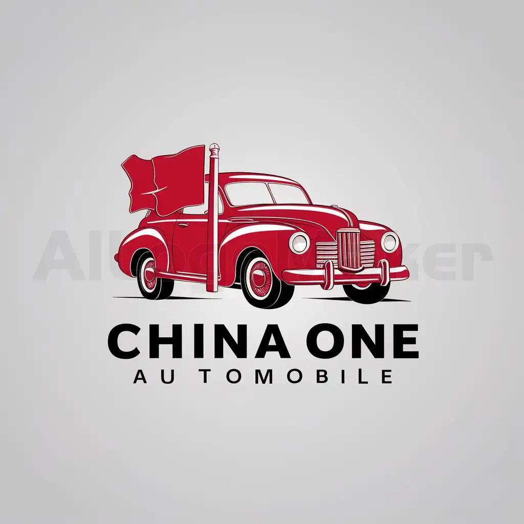 a logo design,with the text "China one automobile", main symbol:Red flag car,complex,be used in Automotive industry,clear background
