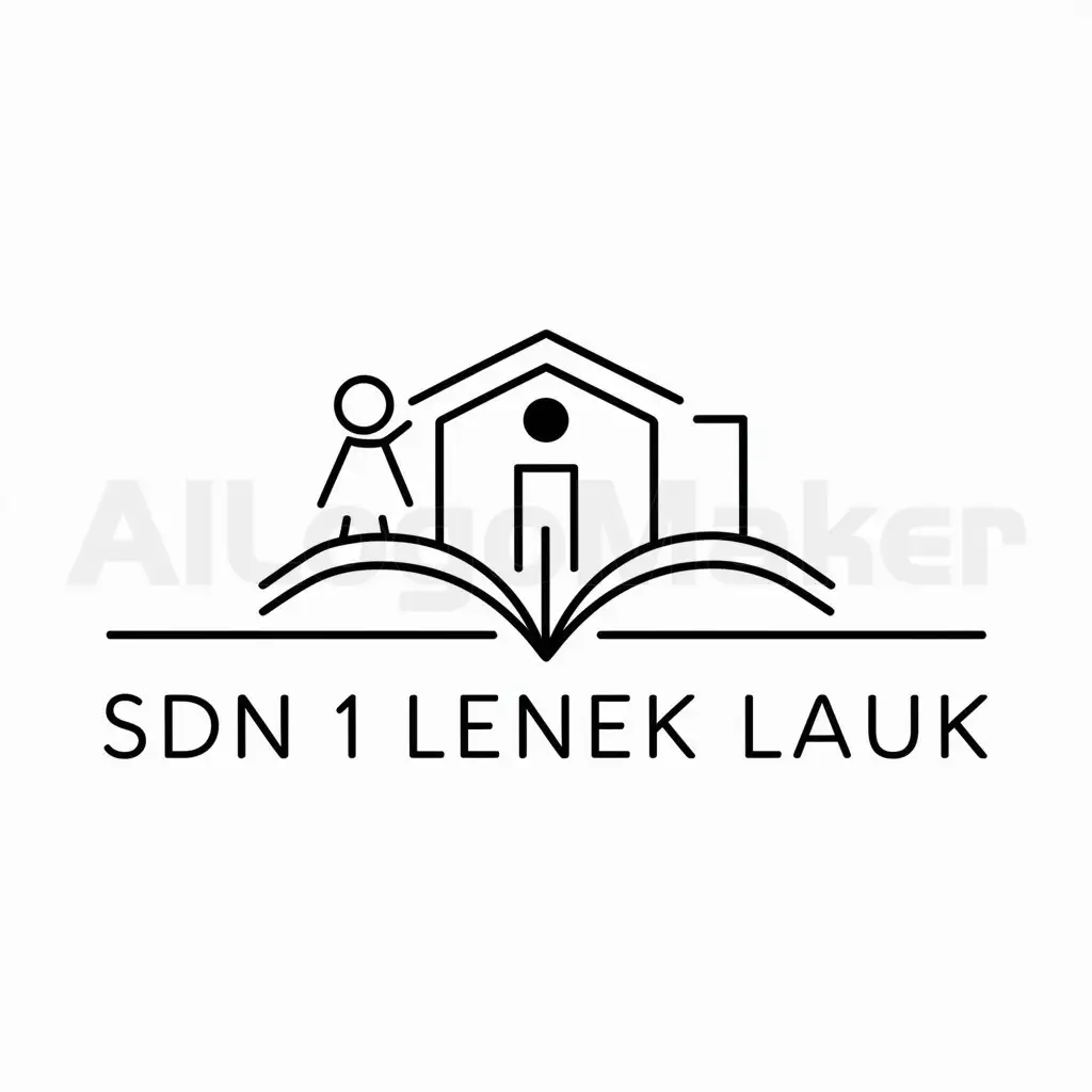 a logo design,with the text "SDN 1 LENEK LAUK", main symbol:Kids, School, Book,Minimalistic,be used in school industry,clear background