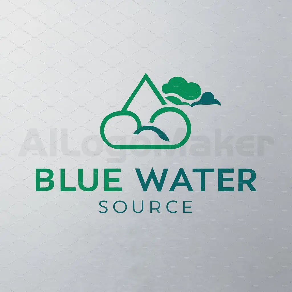 LOGO-Design-For-Blue-Water-Source-Minimalistic-Water-Droplet-Cloud-Mist-Green-Theme