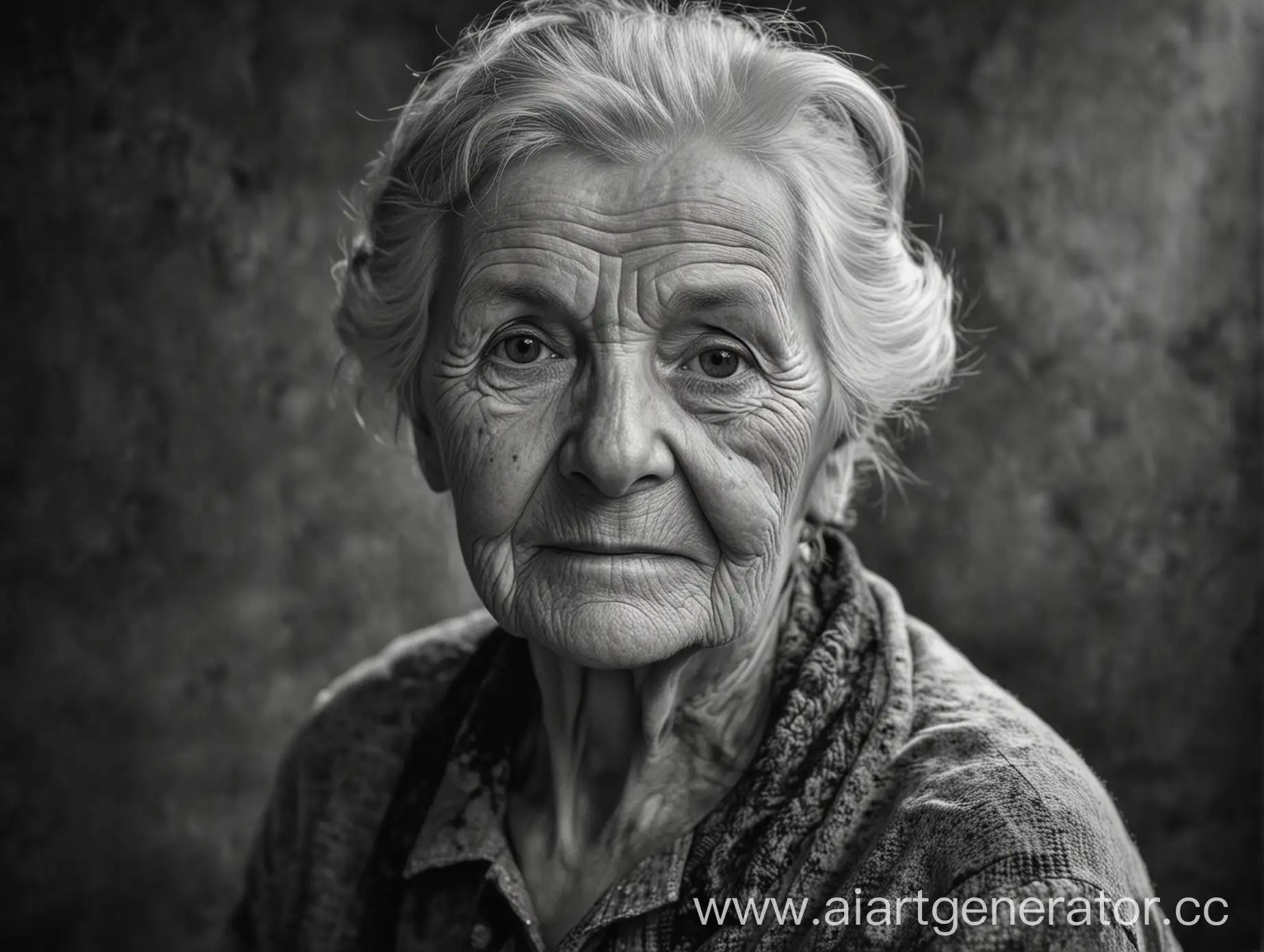 Black-and-White-Portrait-of-a-65YearOld-Grandmother-During-the-War