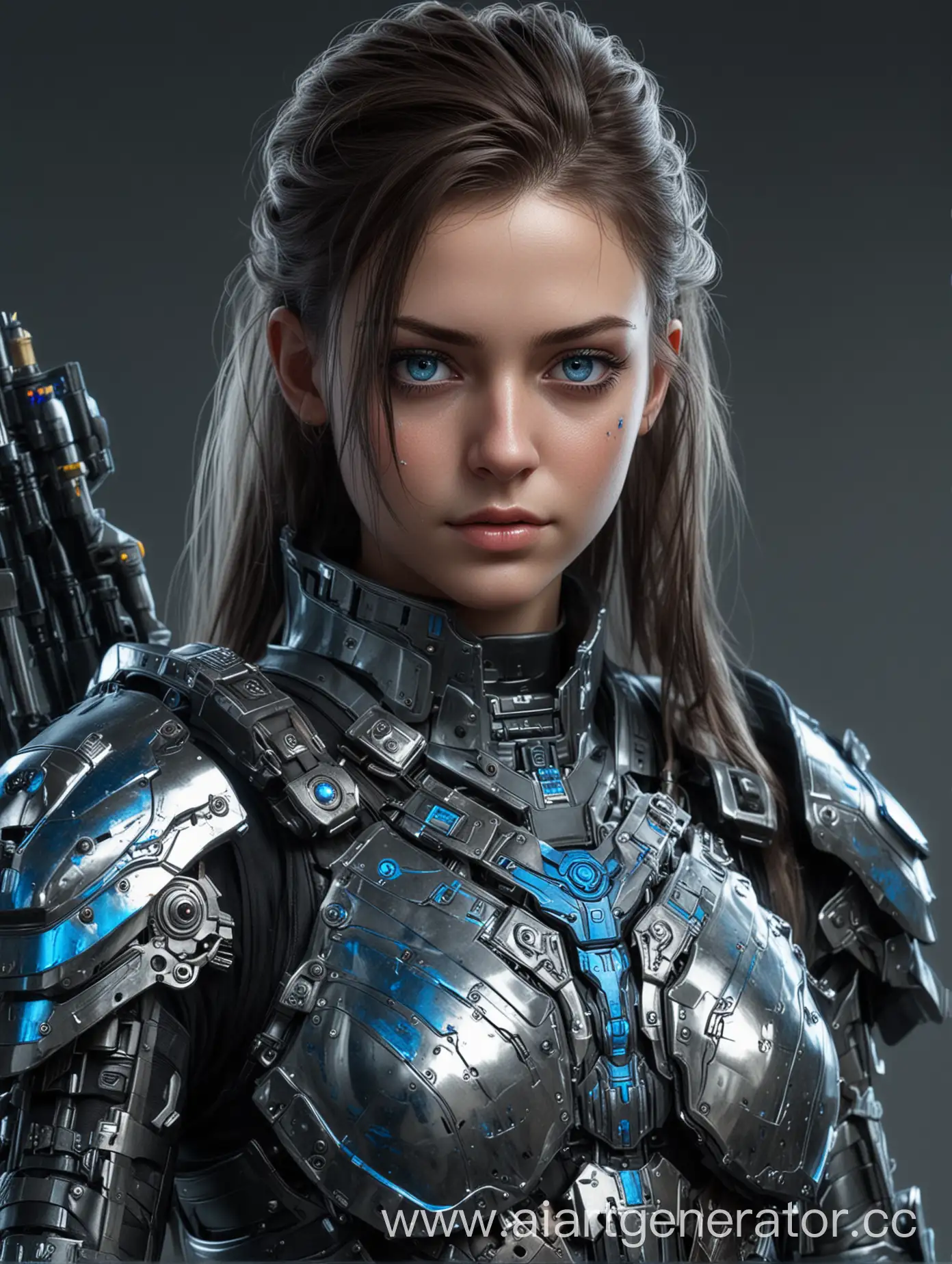 Cyberpunk-Girl-in-Imperial-Shiny-Armor-with-Crossbow