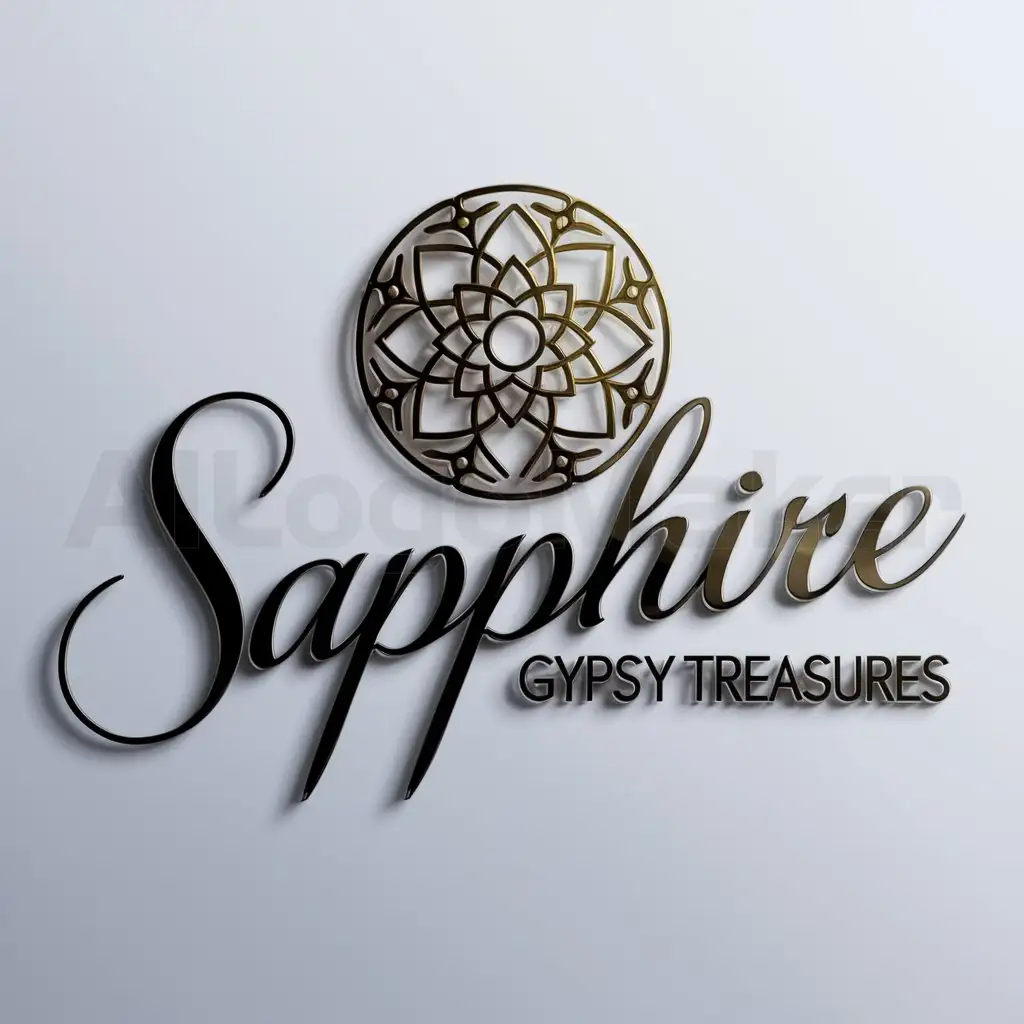 a logo design,with the text 'Sapphire Gypsy Treasures', main symbol:Mandela,complex,be used in Retail industry,add a little color,clear background