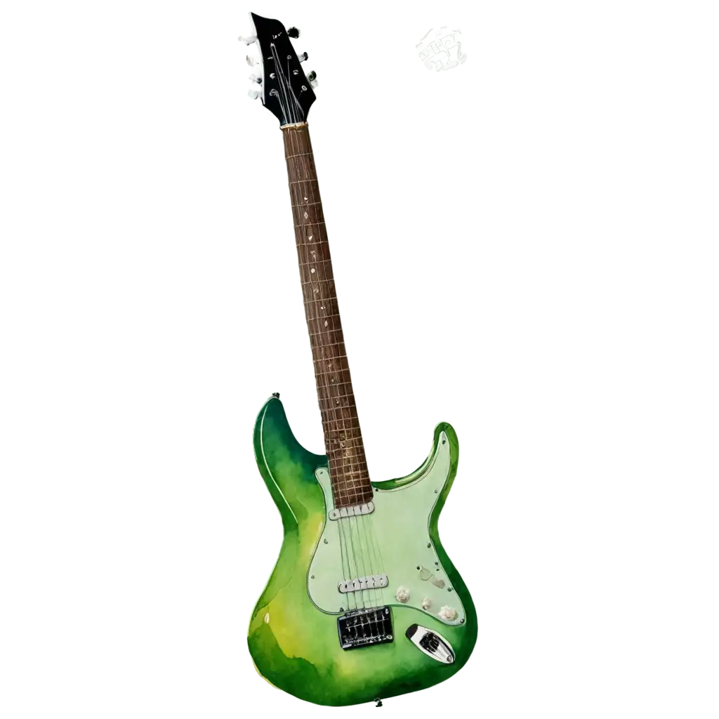 PNG-Guitar-with-Green-Line-Watercolor-Style-Enhanced-Image-for-Online-Presence