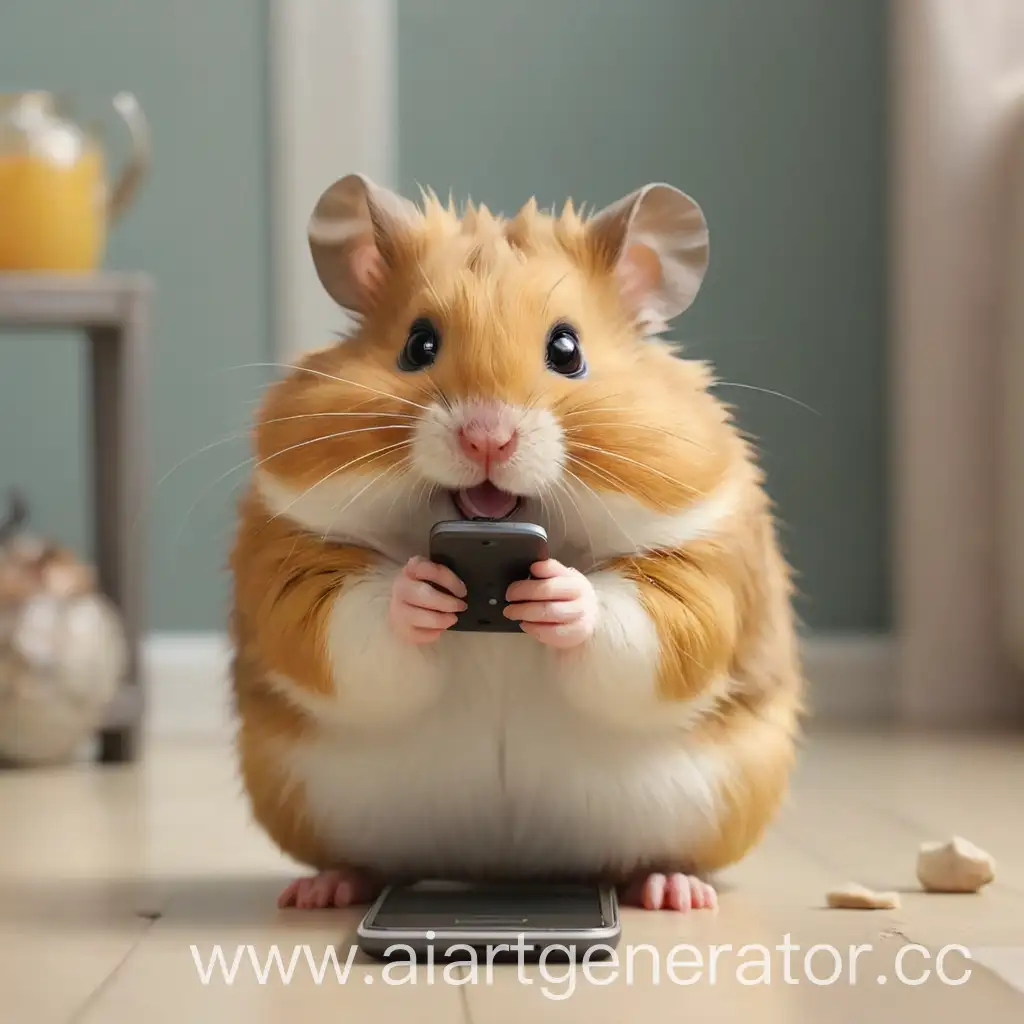 Curious-Hamster-Tapping-on-Smartphone-Screen