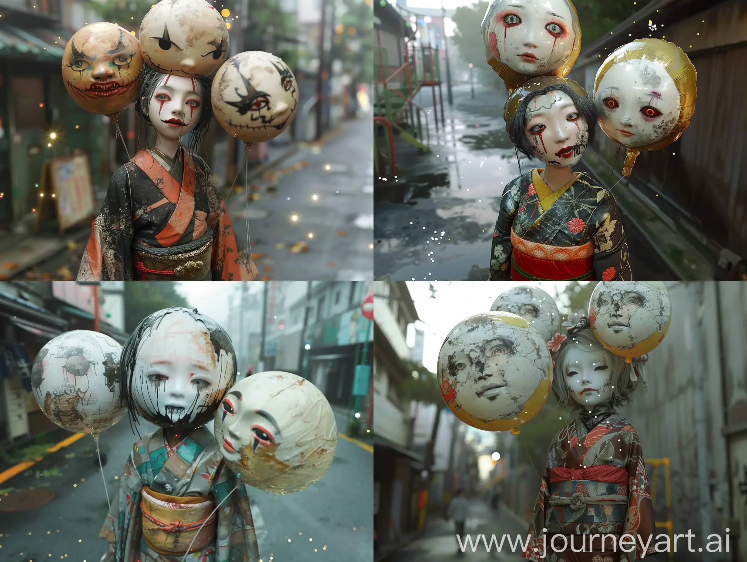 Floating-Japanese-Yokai-Balloon-Scene-in-Shibuya-Ward-Playground