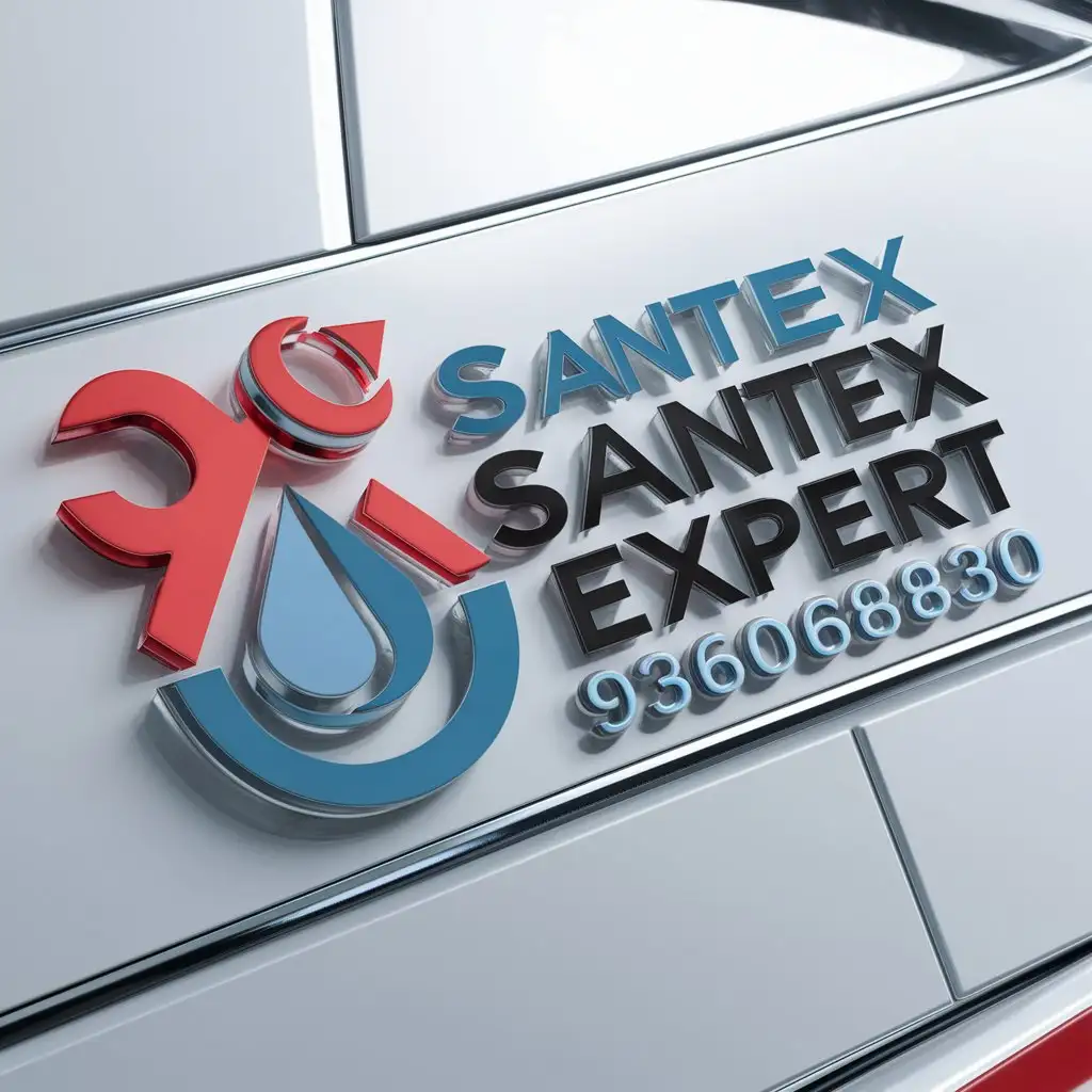 a logo design,with the text "Santex Expert 936068830", main symbol:plumber color Red blu,complex,clear background