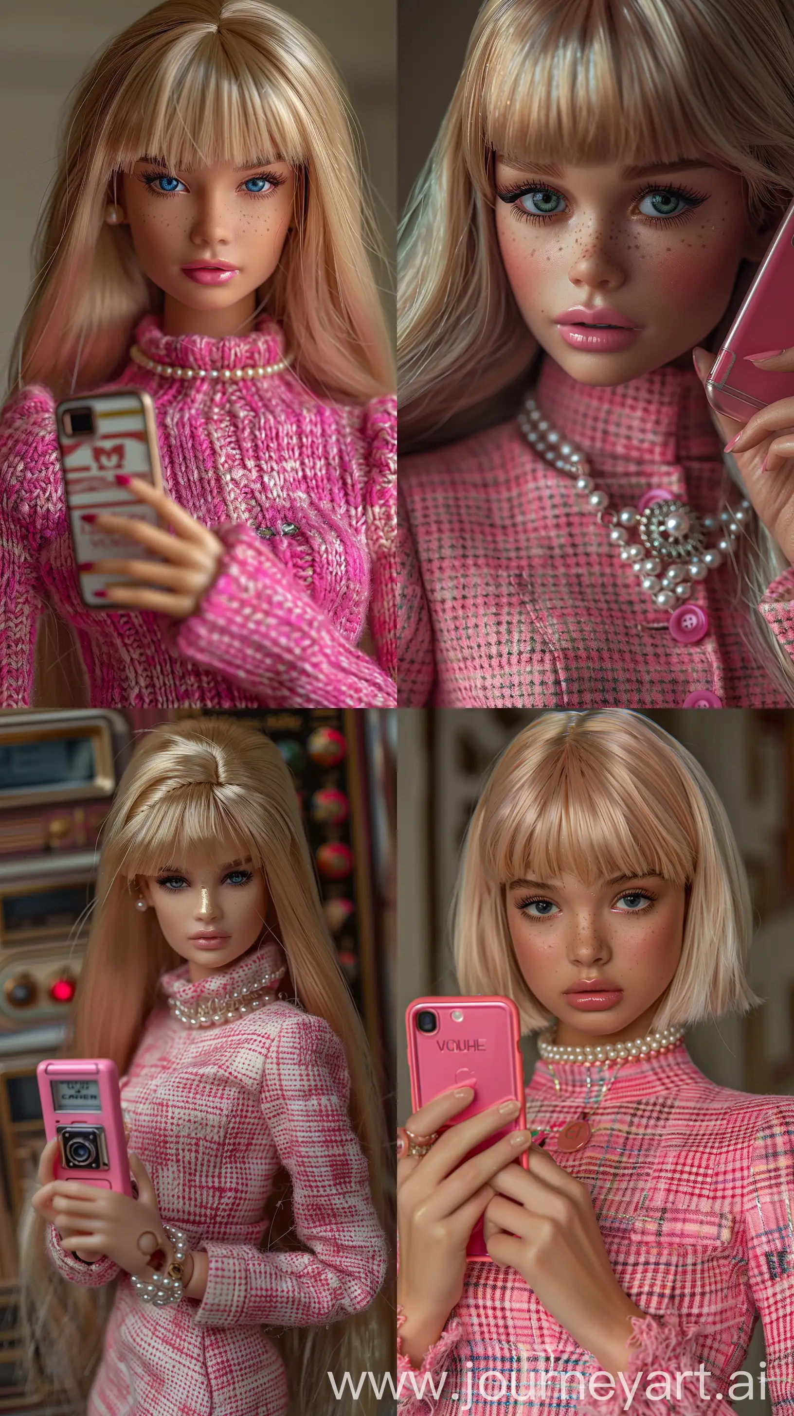 Fashion-Model-in-Barbie-Outfit-with-Chanel-Dress-and-Accessories