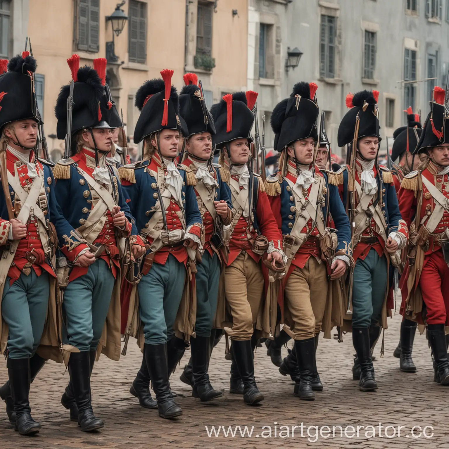 Солдаты 18 века маршируют
