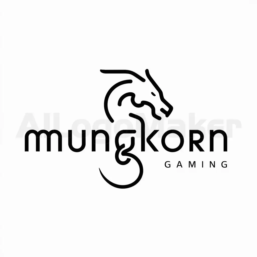 a logo design,with the text "Mungkorn Gaming", main symbol:the simple dragon,Minimalistic,be used in Gaming industry,clear background