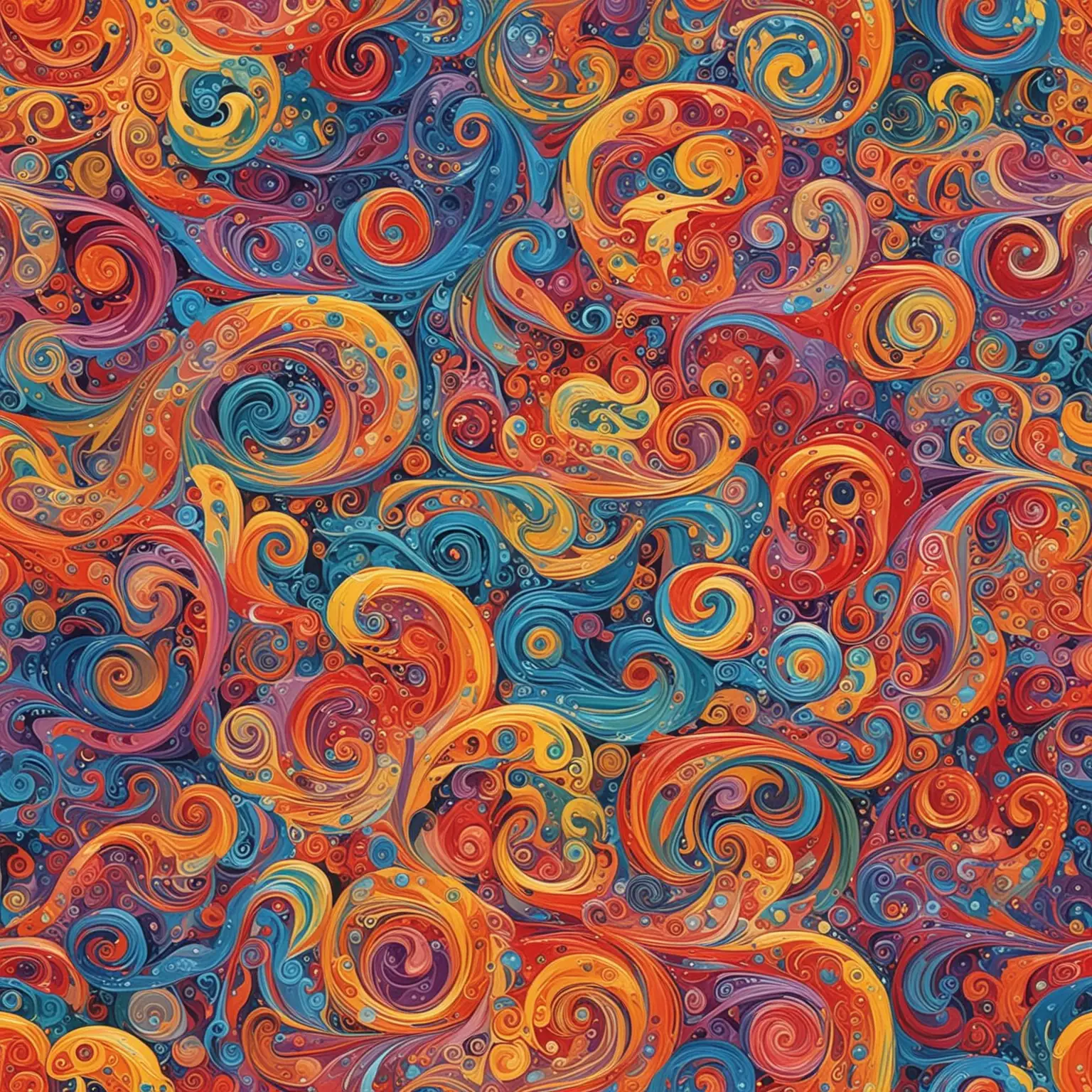 Abstract Swirls of Multicolored Paint