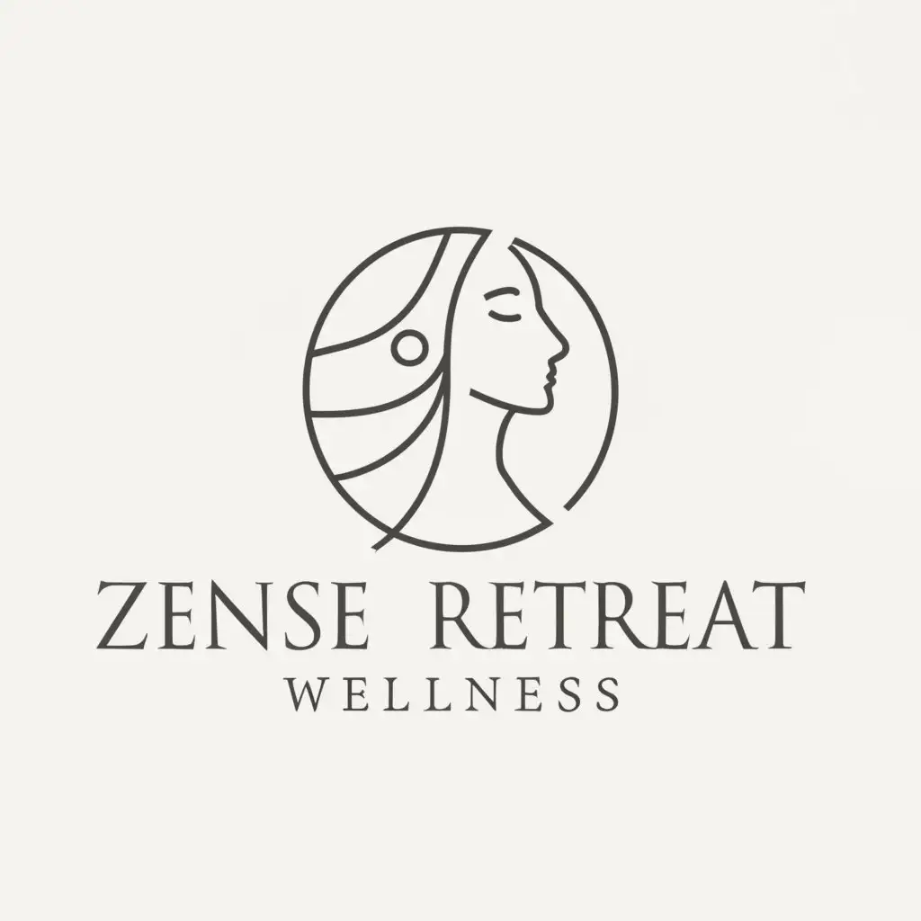 a logo design,with the text "Zense Retreat Wellness", main symbol:a lady head,Minimalistic,be used in Beauty Spa industry,clear background