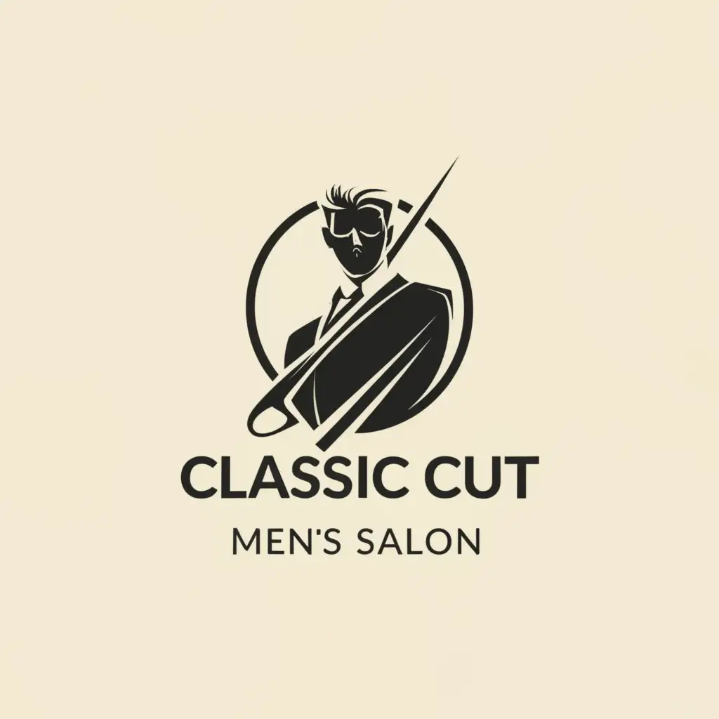 a logo design,with the text "Classic Cut
Mens Salon", main symbol:Mens Salon,Moderate,be used in Beauty Spa industry,clear background